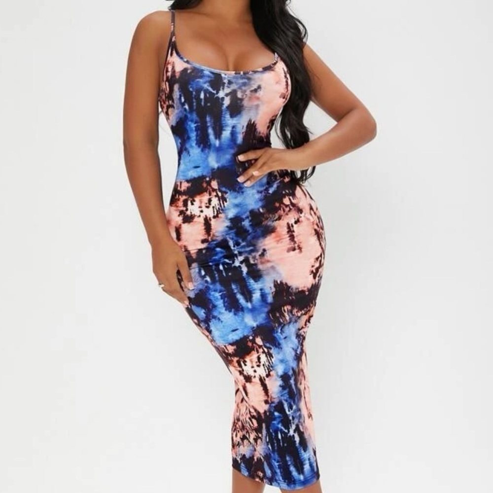 Casual Spaghetti Straps Bodycon Summer Midi Dress - Picture 3 of 6